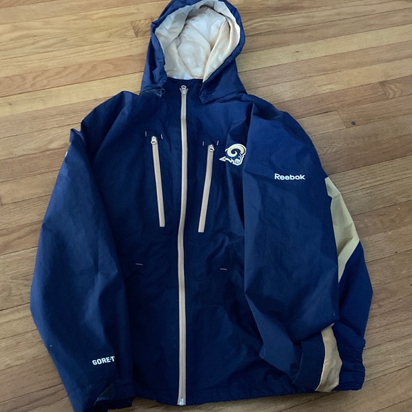Rams Reebok Navy and Beige Hooded Jacket size XL - Picture 2 of 7